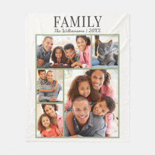 Eenvoudige moderne familiefotocollage fleece deken