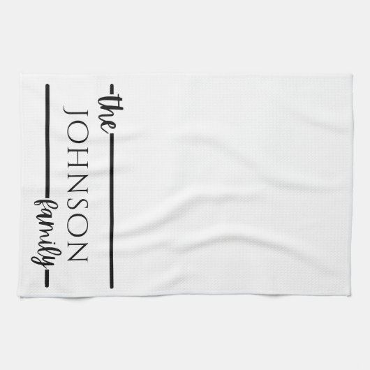 Eenvoudige moderne familienaam Monogram Kitchen To Theedoek (Horizontaal)