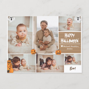 Eenvoudige moderne fijne Halloween foto familie co Feestdagenkaart