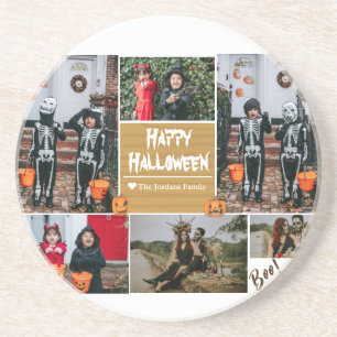 Eenvoudige moderne fijne Halloween foto familie co Zandsteen Onderzetter