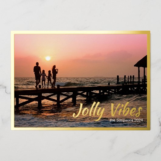 Eenvoudige Moderne Folie Custom Photo Xmas Kaarten (Voorkant)