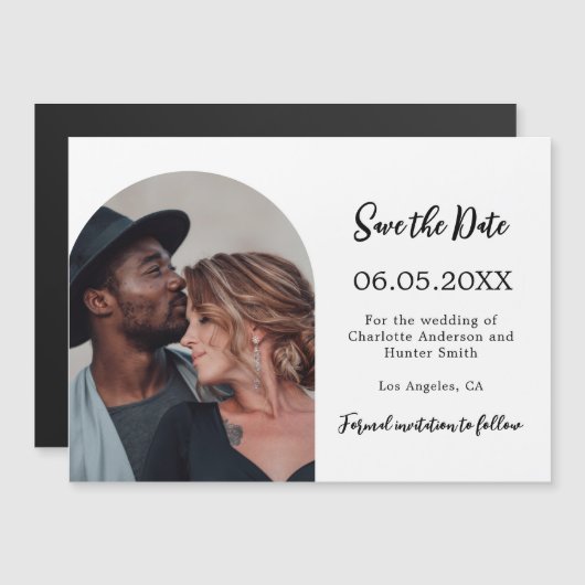 Eenvoudige moderne foto bruiloft Save the Date mag Magnetische Uitnodiging (Voorkant / Achterkant)