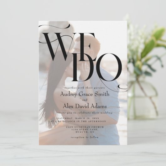 Eenvoudige moderne foto die we uitnodigen kaart (Staand voorkant)