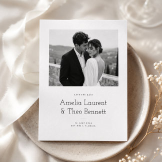 Eenvoudige Moderne Foto Huwelijk Opslaan Datum Save The Date
