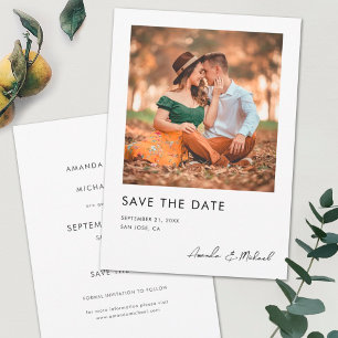 Eenvoudige moderne foto Sla de datum-trouwkaart op Save The Date