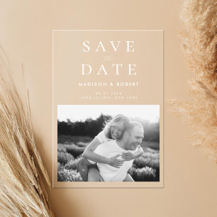 Eenvoudige moderne foto trouwkaart Save The Date Acryl Uitnodigingen