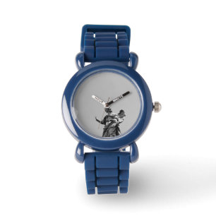 Eenvoudige, moderne foto van de zeemeeuw bovenop h horloge