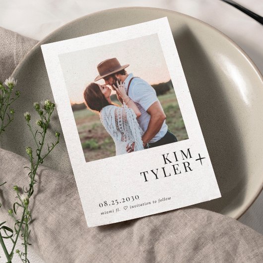 Eenvoudige moderne fotobruiloft save the date