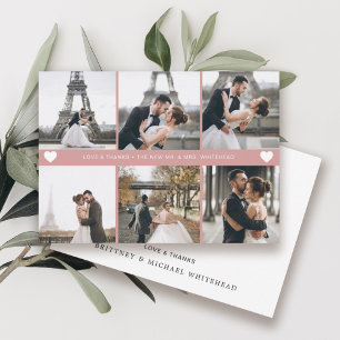 Eenvoudige, moderne fotocollage Blush Pink Bedankkaart