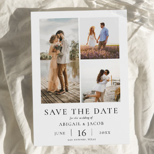 Eenvoudige Moderne Fotocollage Huwelijk Bewaar de Save The Date