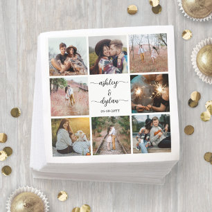 Eenvoudige Moderne Fotocollage & Script Wedding Servet