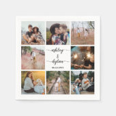 Eenvoudige Moderne Fotocollage & Script Wedding Servet (Voorkant)