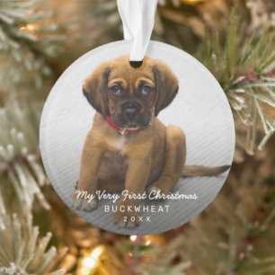 Eenvoudige moderne fotofoto voor eerste kerstmis ornament