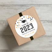 Eenvoudige Moderne Gele Zwarte Afstudeercadeau Sti Ronde Sticker