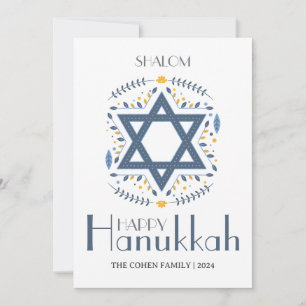 Eenvoudige & Moderne Gelukkig Chanuka familie twee Feestdagenkaart