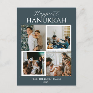 Eenvoudige Moderne Gelukkigste Hanukkah Elegante 4 Feestdagenkaart
