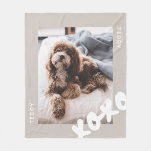 Eenvoudige moderne Gepersonaliseerd naam Pet Photo Fleece Deken