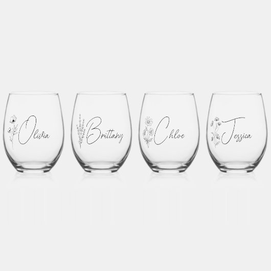 Eenvoudige Moderne Gepersonaliseerde Bruidsmeisje Wijnglas Zonder Voet (Voorkant)