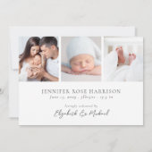 Eenvoudige moderne gezegende Baby foto's Geboorte Aankondiging (Achterkant)