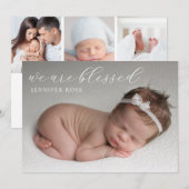 Eenvoudige moderne gezegende Baby foto's Geboorte Aankondiging (Voorkant / Achterkant)