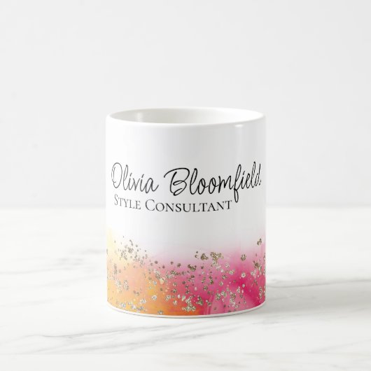Eenvoudige, moderne Gold Pink Business Koffiemok (Center)