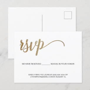 Eenvoudige, moderne Gold RSVP, geen gereserveerde  Briefkaart