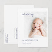 Eenvoudige Moderne Gouden Custom Foto Nieuwe Baby  Aankondigingskaart (Voorkant / Achterkant)