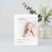 Eenvoudige Moderne Gouden Custom Foto Nieuwe Baby  Aankondigingskaart (Staand voorkant)