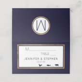 Eenvoudige moderne gouden gevoerd Navy Blue Meal b (Buitenkant ongevouwen)