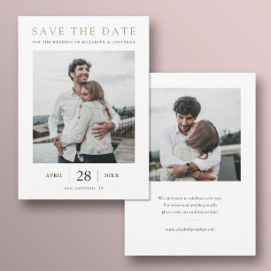 Eenvoudige moderne gouden multi foto bruiloft save the date