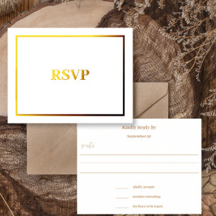 Eenvoudige Moderne Gouden Rand Bruiloft RSVP Folie Uitnodiging Briefkaart