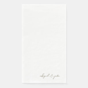 Eenvoudige Moderne Gouden Script Namen Bruiloft Servet