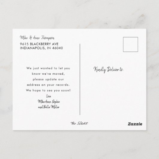 Eenvoudige moderne, grappige aankondiging van de b briefkaart (Achterkant)