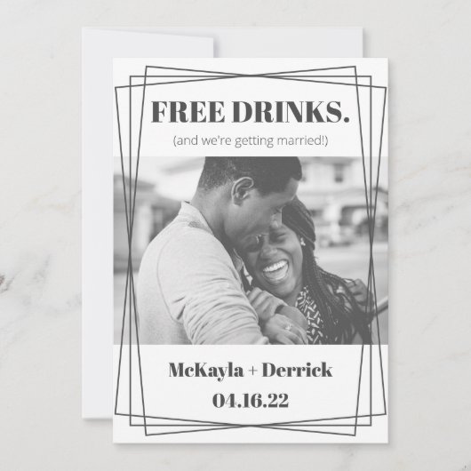 Eenvoudige, moderne gratis Drinken opslaan op datu Kaart (Voorkant)