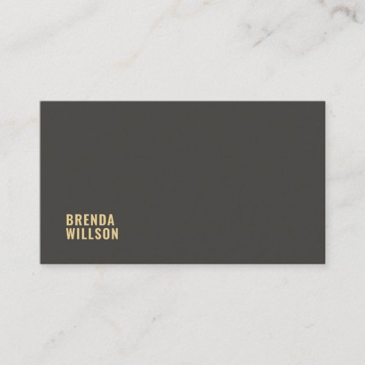 Eenvoudige Moderne Grijze Achtergrond Gouden Typog Visitekaartje (Voorkant)