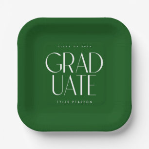 Eenvoudige, moderne groene graduatiepartij papieren bordje