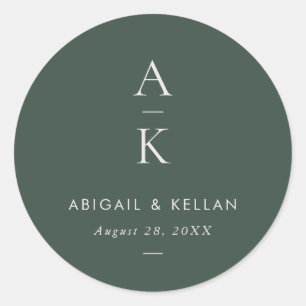 Eenvoudige Moderne Groene Monogram Mix Match Bruil Ronde Sticker