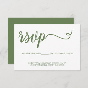 Eenvoudige Moderne groene Script RSVP zonder maili