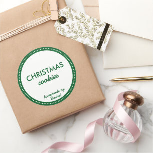 Eenvoudige moderne groene zelfgemaakte kerstkoekje ronde sticker