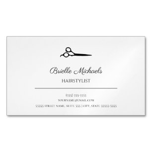 Eenvoudige, moderne haarschaar magnetisch visitekaartje