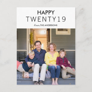 Eenvoudige, moderne Hallo Happy New Year-foto Briefkaart