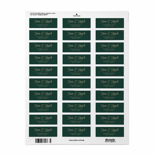 Eenvoudige moderne hand geschetst script smaragdgr etiket (Full Sheet)