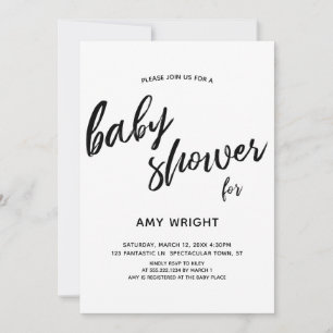Eenvoudige, Moderne Handgeschreven Baby Shower Kaart
