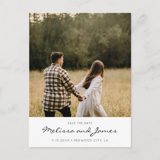 Eenvoudige, moderne, handgeschreven foto aankondigingskaart (Voorkant)