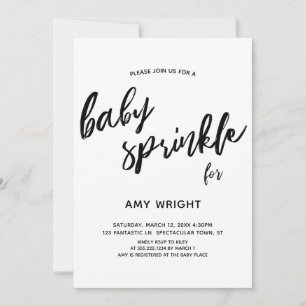 Eenvoudige, moderne handschrift Baby Sprinkle Kaart