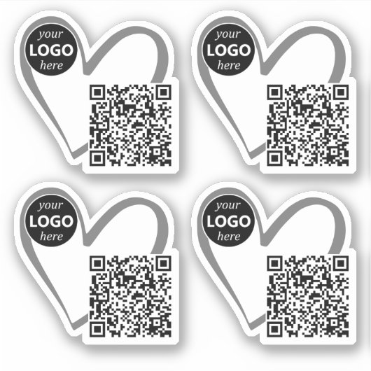 Eenvoudige moderne hartvormige Logo QR code Sjablo Sticker (Voorkant)