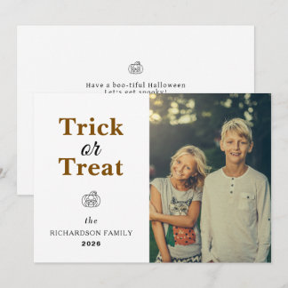 Eenvoudige Moderne Herfst Pompoen Halloween Foto Feestdagenkaart