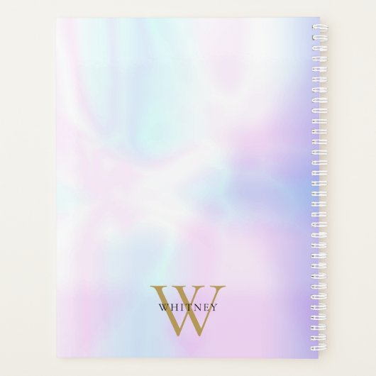 Eenvoudige moderne holografische monogramnaam planner (Achterkant)