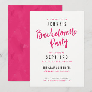 Eenvoudige Moderne Hot Pink Bachelorette Party nod Kaart