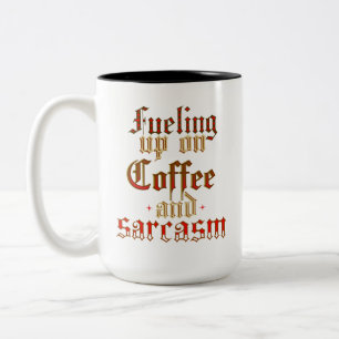 Eenvoudige moderne humoristische koffie en sarcasm tweekleurige koffiemok